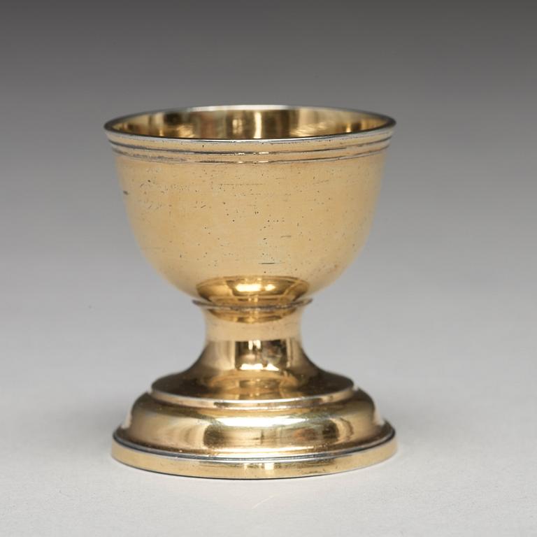 A Swedish mid 18th century silver-gilt egg-cup, mark of Jonas Thomasson Ronander, Stockholm 1758.