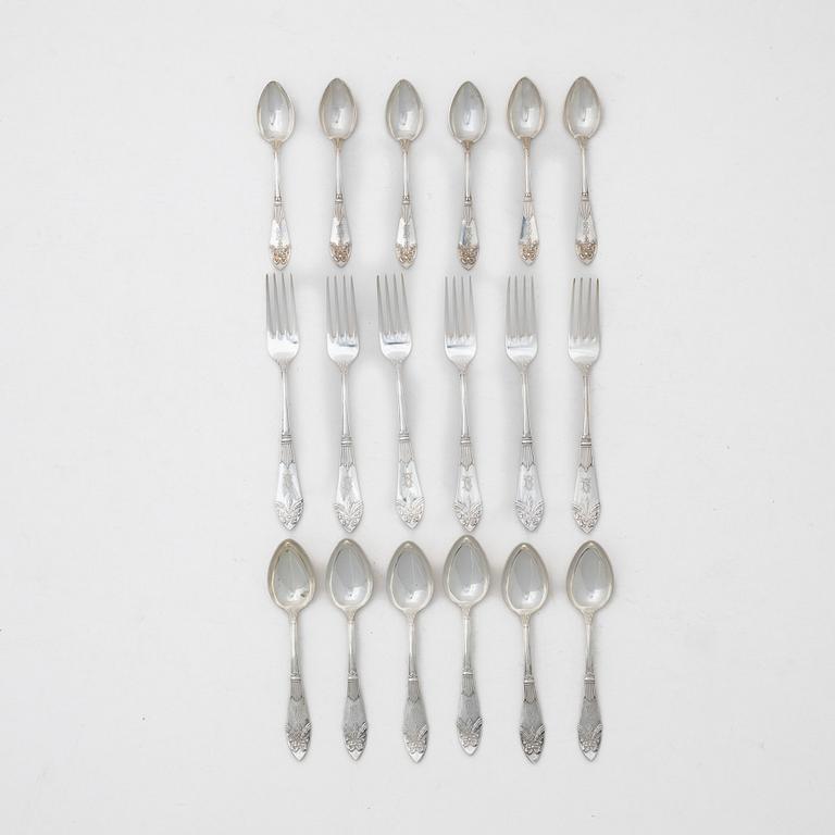 C.G. Hallberg, Cutlery, 18 pcs, silver, model "Empire", Stockholm 1918-1937.
