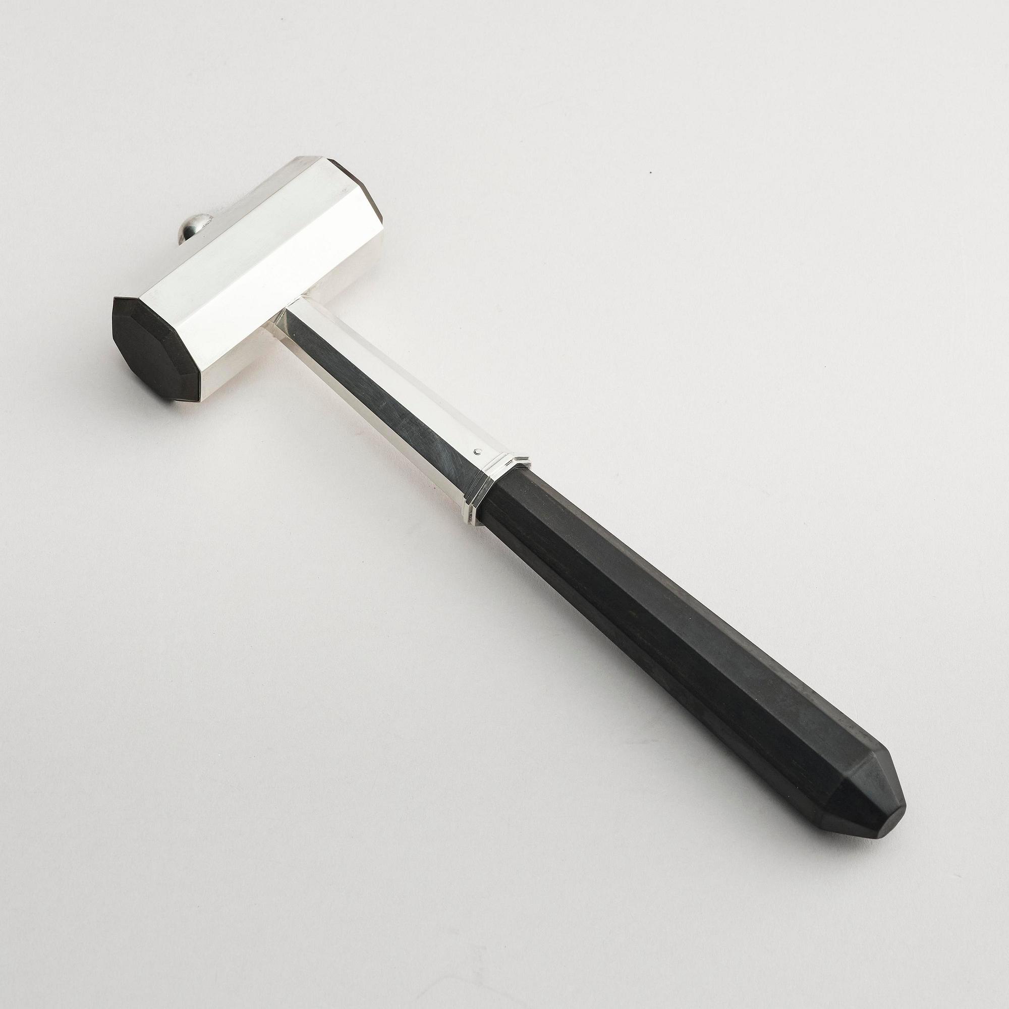 Wiwen Nilsson, a sterling silver and wood ceremonial mallet, Lund, Sweden, 1962.