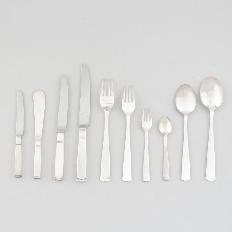 A Swedish Silver Cutlery, 'Rosenholm' by Jakob Ängman, GAB, (59 pieces).