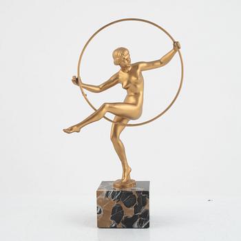 Max Le Verrier, efter, "Briand", figurin, art deco stil, idrottande kvinna, Frankrike, 1900-tal.