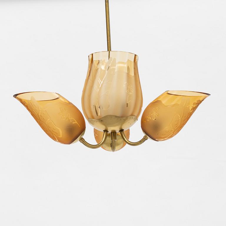 A Swedish Modern ceiling lamp, Glössner, 1940's/50's.