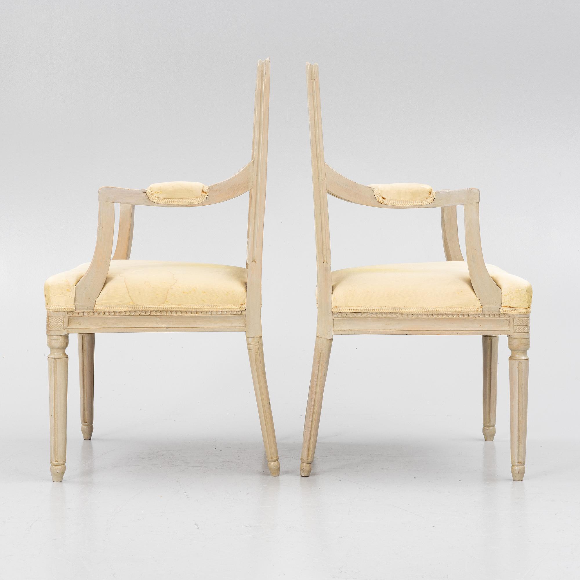 Karmstolar, ett par, gustavianska, Lindome, 1800-tal.