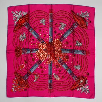 HERMÈS, scarf, "Chemins de Corail".