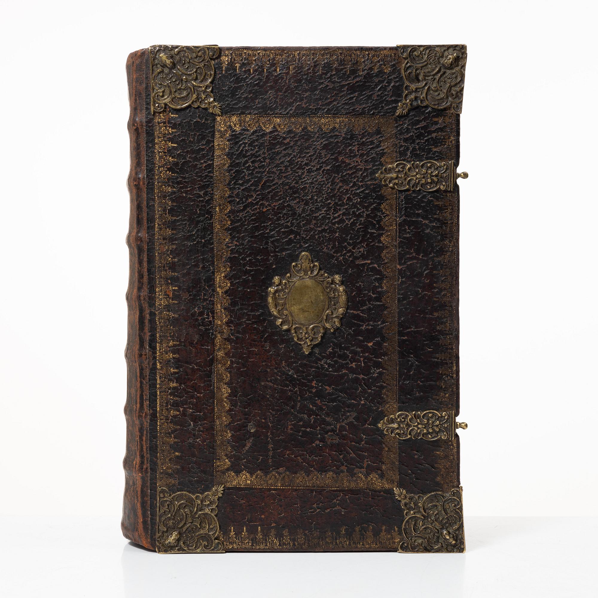 Biblia, Nürnberg 1662, med vackert bemålade gravyrer.