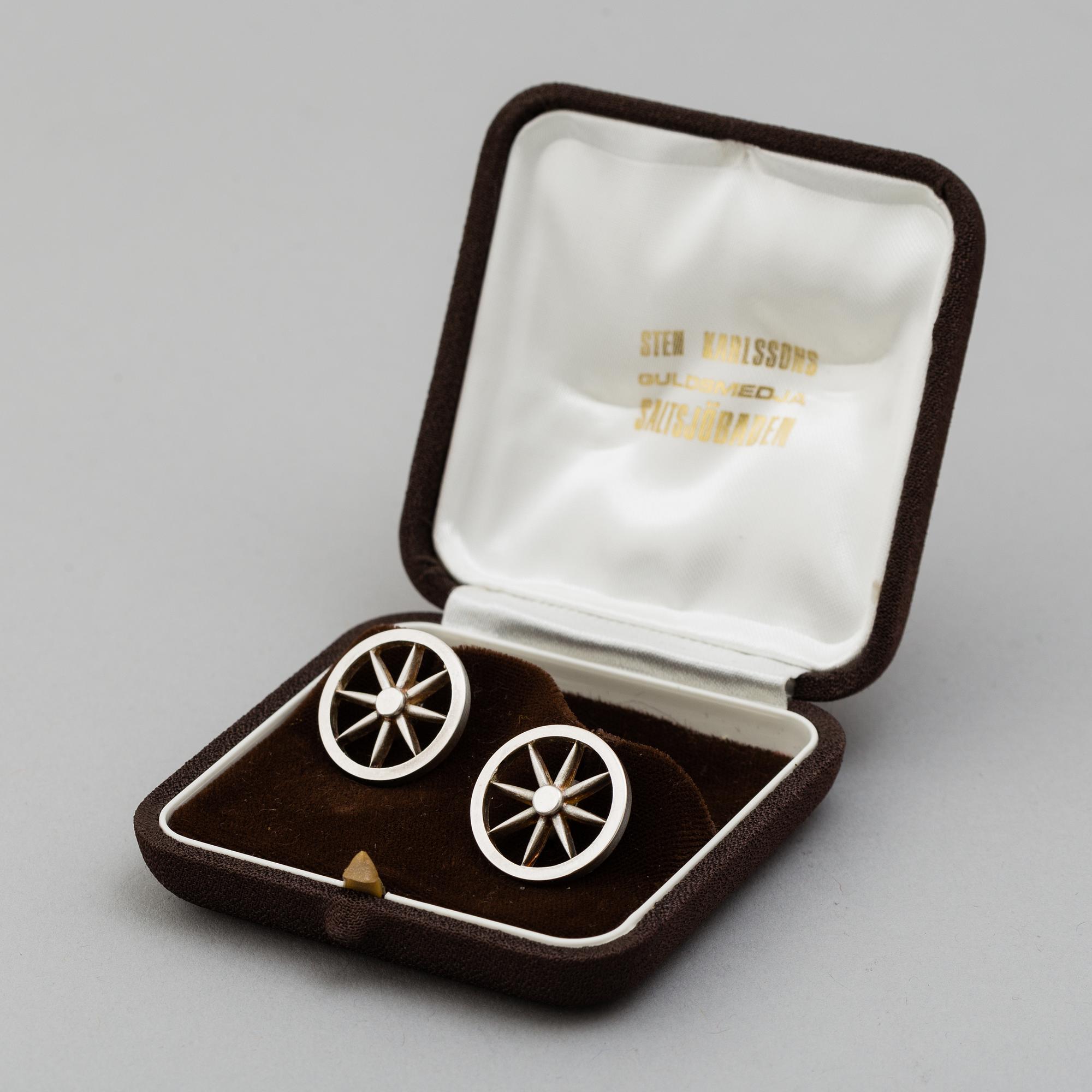 A pair of silver cufflinks by Rolf Karlsson, Enköping, 1974.