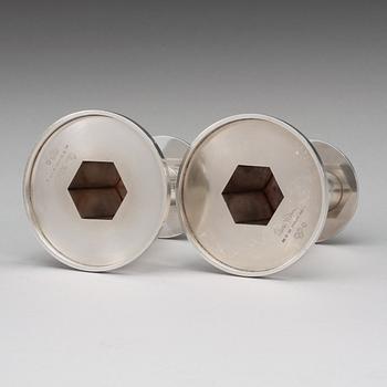WIWEN NILSSON, ljusstakar, ett par, Lund 1962, sterling.
