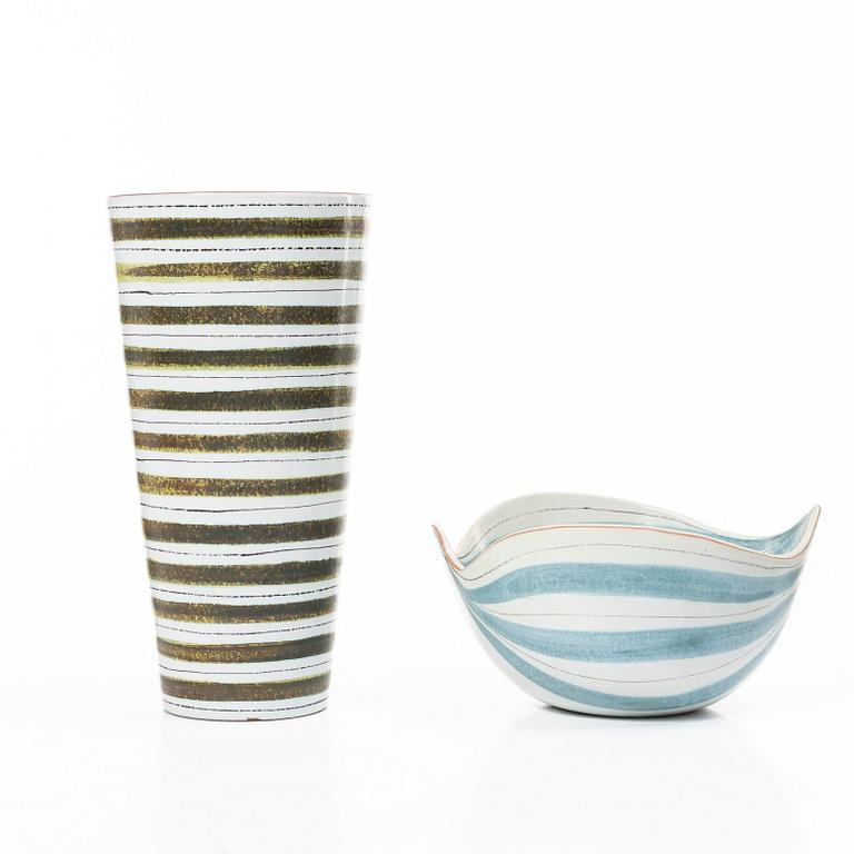 Stig Lindberg, A faience vase and bowl, Gustavsberg.