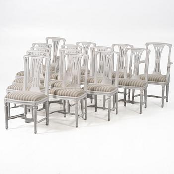 Chairs, 12+2, Gustavian style, Geromar.