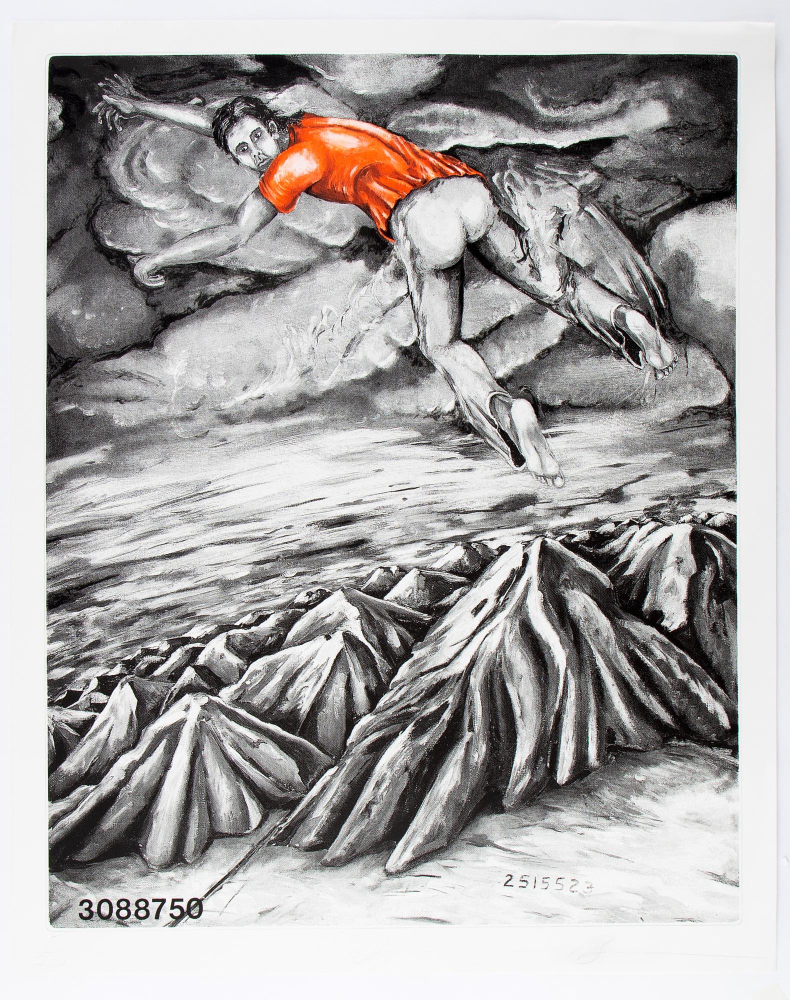 Jonathan Borofsky, färglitografi, signerad och numrerad 5/20.