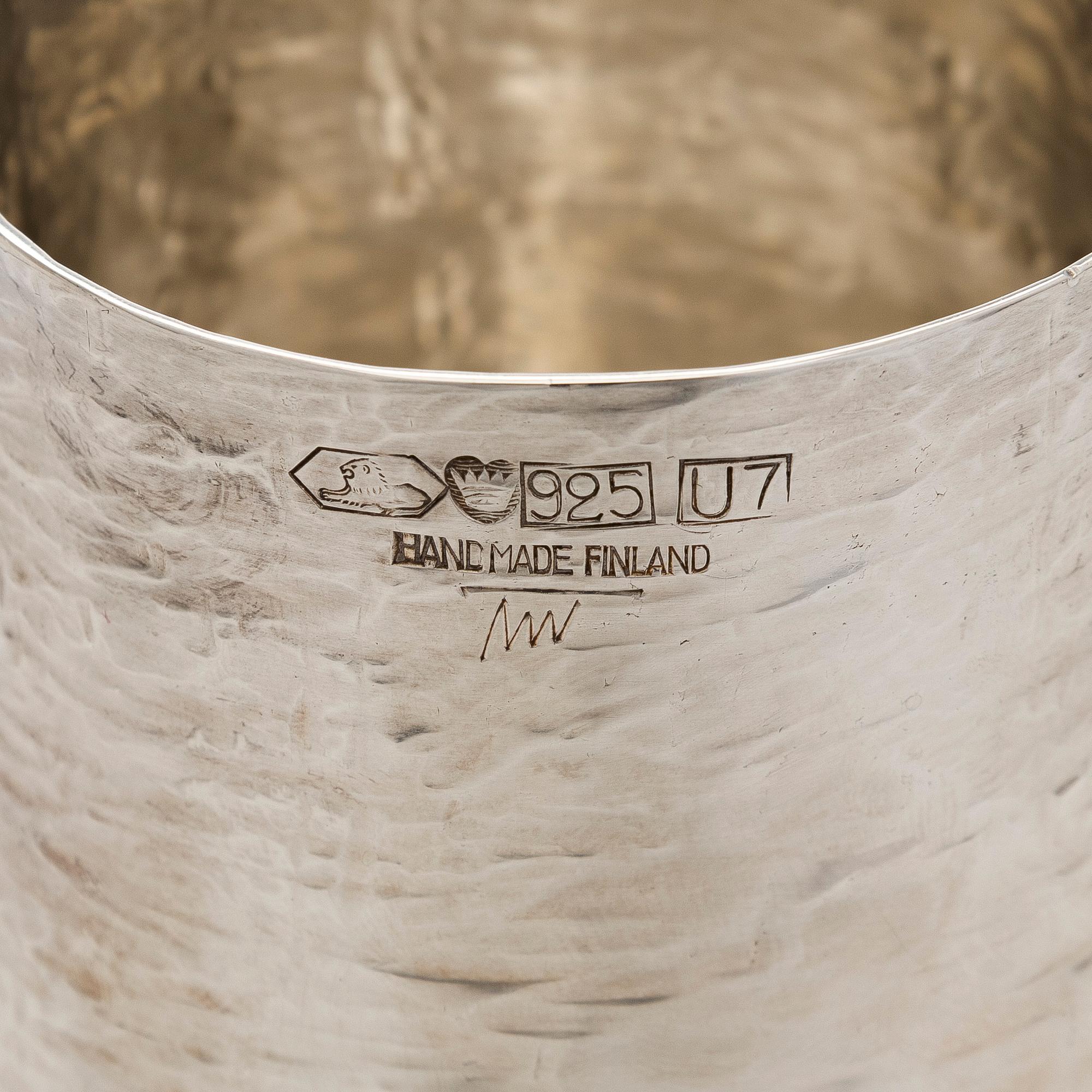 Tapio Wirkkala, A set of six sterling silver beakers, Kultakeskus, Hämeenlinna 1972-1974.