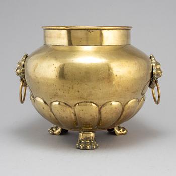 A 19th century brass flower pot.