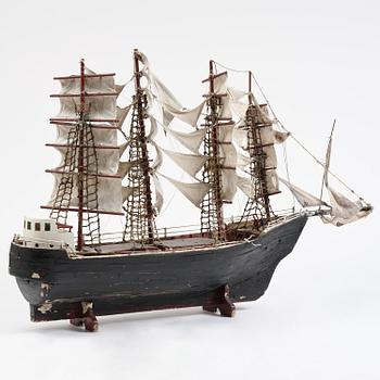 A modell of a ship from Brahestad, Finland, 19th century.