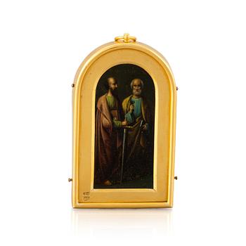 247. A Russian 19th Century icon with silver-gilt frame, Moscow.