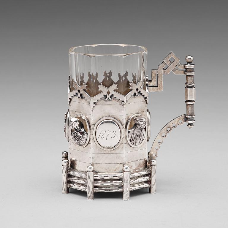 A Russian 19th centruy silver tea-glas holder, St. Petersburg 1873.