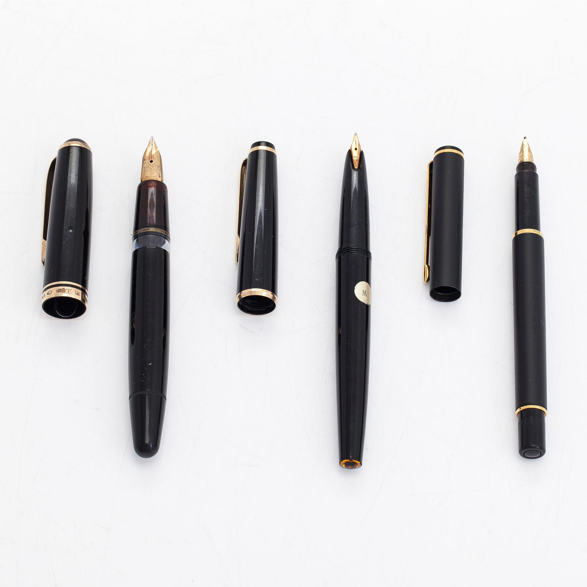 A set of three pens, Montblanc and Parker.