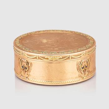 An early 19th century 18 carat gold box, probably Geneva, Switzerland.