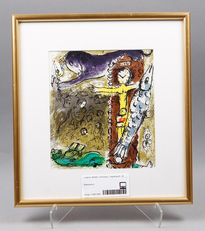 MARC CHAGALL, färglitografi. Osign.