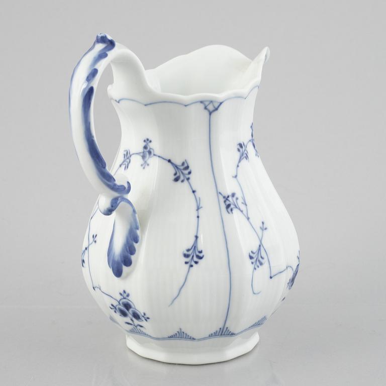 A 'Blue Fluted Plain' / 'Musselmalet rifflet' pitcher, Royal Copenhagen, model 356, post 1923.