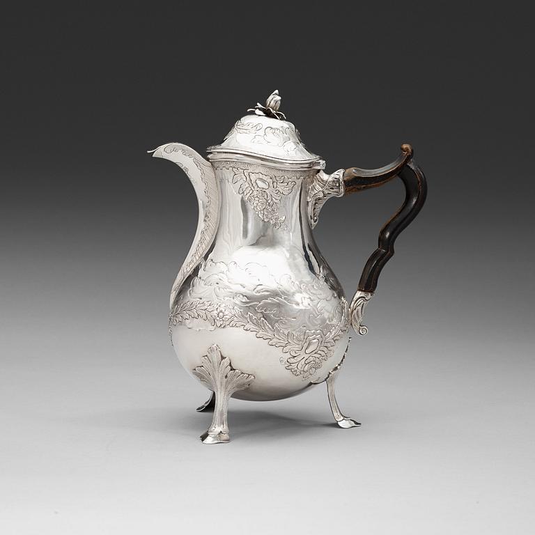 A Swedish 18th century silver coffee-pot, marks of Jacob Lampa, Stockholm 1771.