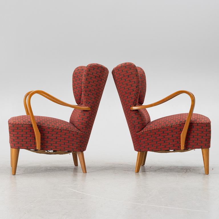 A pair of armchairs, first half of the 20th century, Swedish Modern.