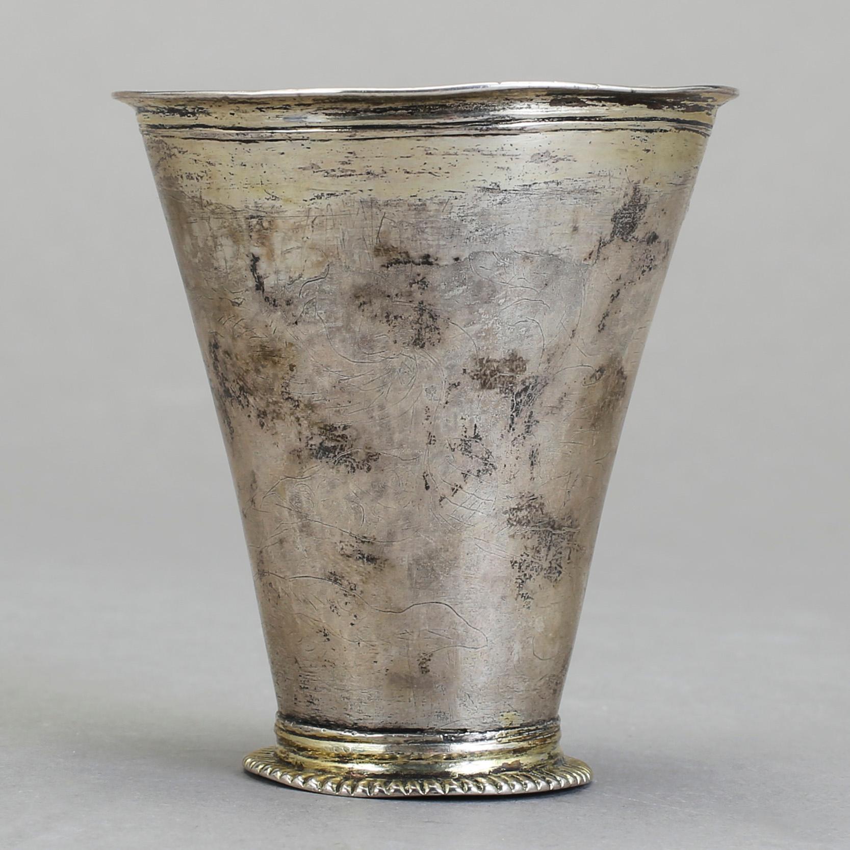BÄGARE, silver, okänd mästare, Sverige, 1762. Vikt ca 78g.