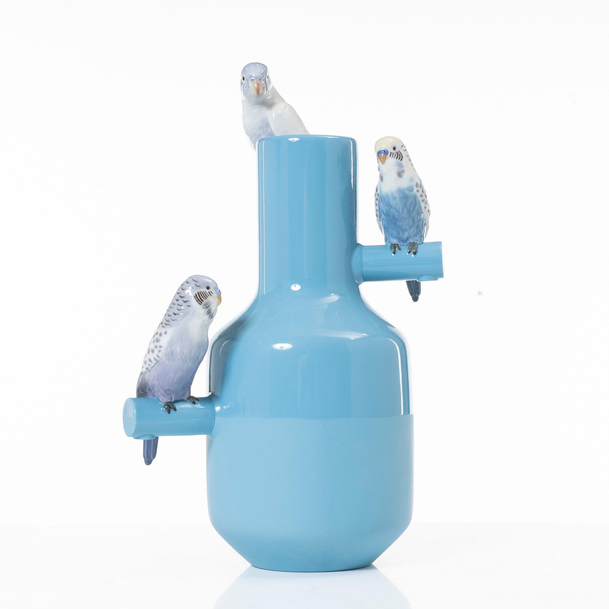 A 'Parrot Parade' vase, Lladro, Spain.