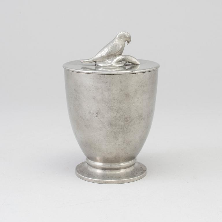 A lidded pewter jar from Svenskt Tenn, Stockholm, 1929.