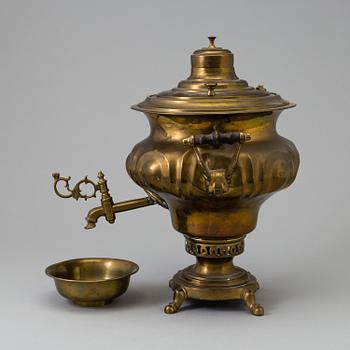 A russian 19 th century brass samovar.