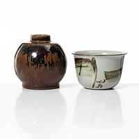 Carl-Harry Stålhane, a unique stoneware bowl and a vase, Rörstrand and Designhuset.