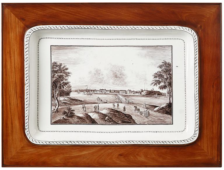 Tebord, med fajansbricka, originalunderrede tillskrivet Gottlieb Iwersson, Sengustavianskt, sent 1700-tal.