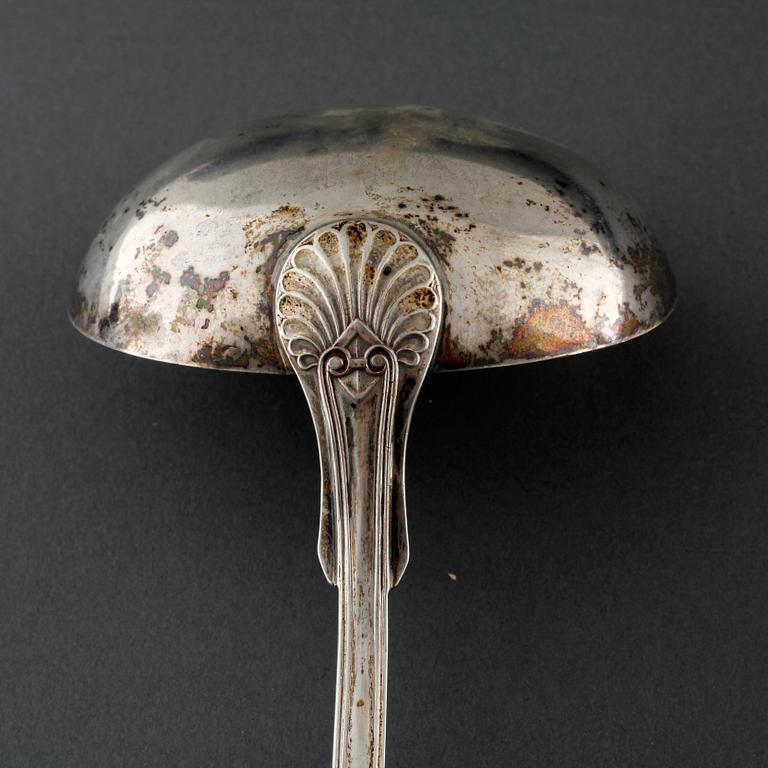 22 swedish silver spoons and one ladle, from the 19th and 20th century.