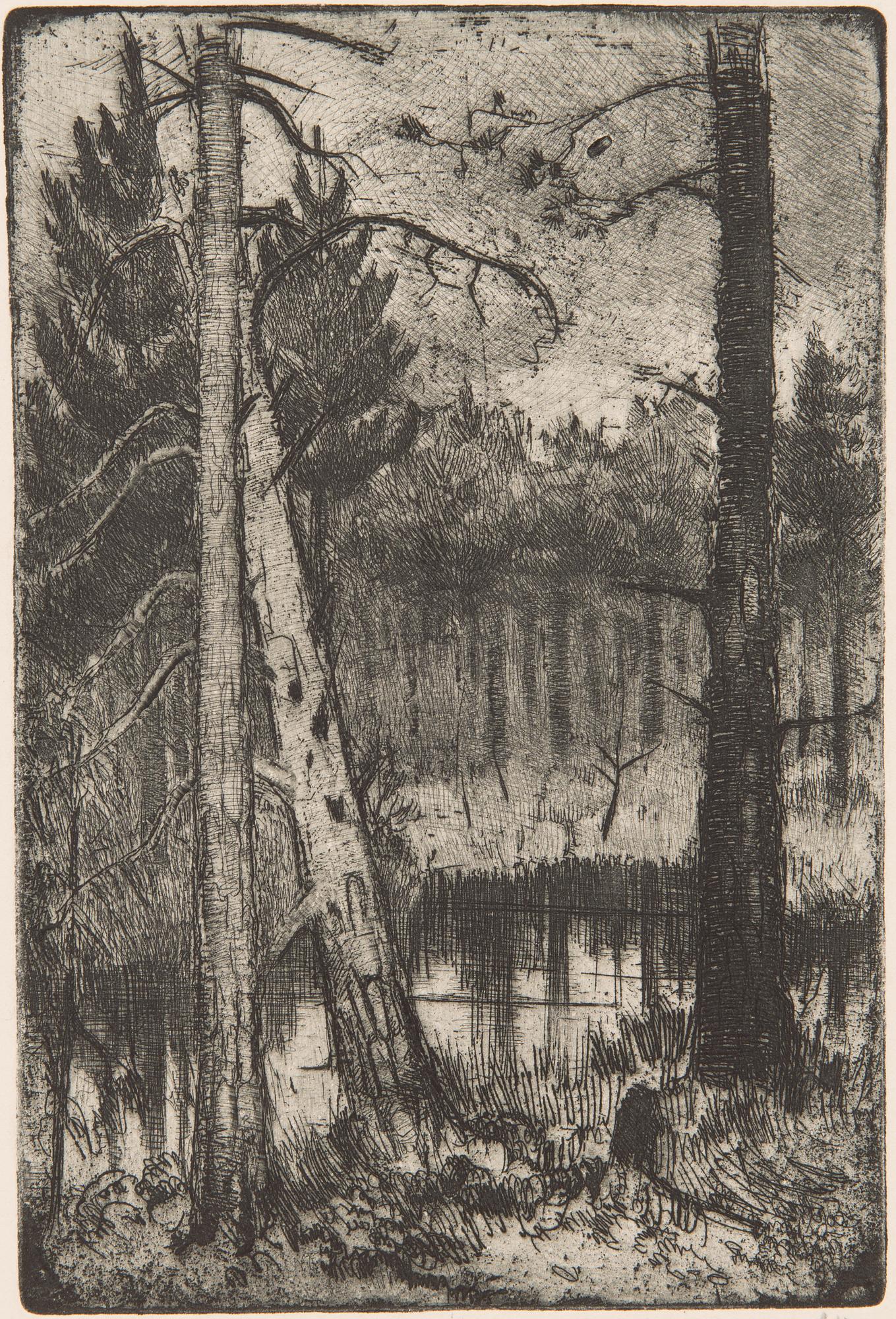 Maija Karma, etsauksia, 2 kpl, signeeratut ja päivätyt -47 ja -48 lyijykynällä.