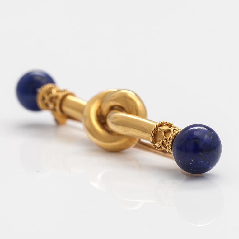 BROSCH, 14K och 18K guld, lapis lazuli.