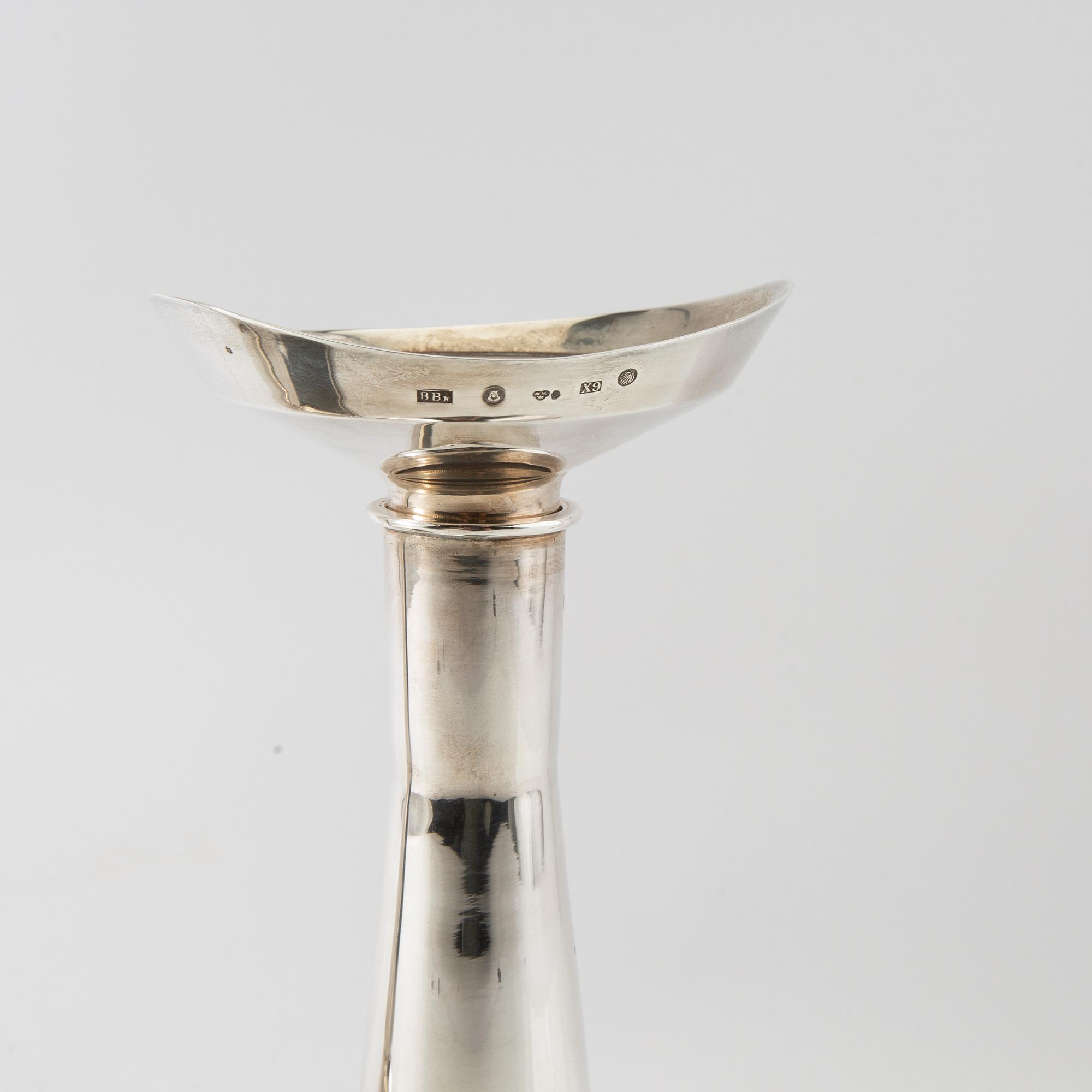 Bertil Berggren Askenström, ljusstakar ett par, silver, Stockholm, 1972.