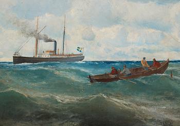 Christian Fredrik Swensson (Svensson), Seascape with ships - scene from Öresund.