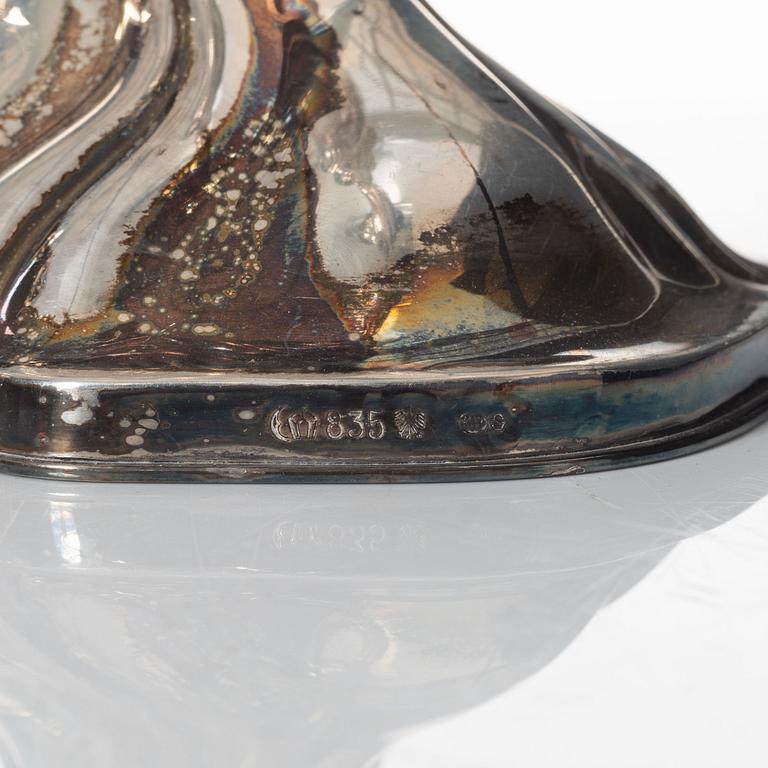 Bruckmann & Sohne, candelabras, a pair, silver, Rococo style, Heilbronn, Germany, 20th century, Swedish import mark.