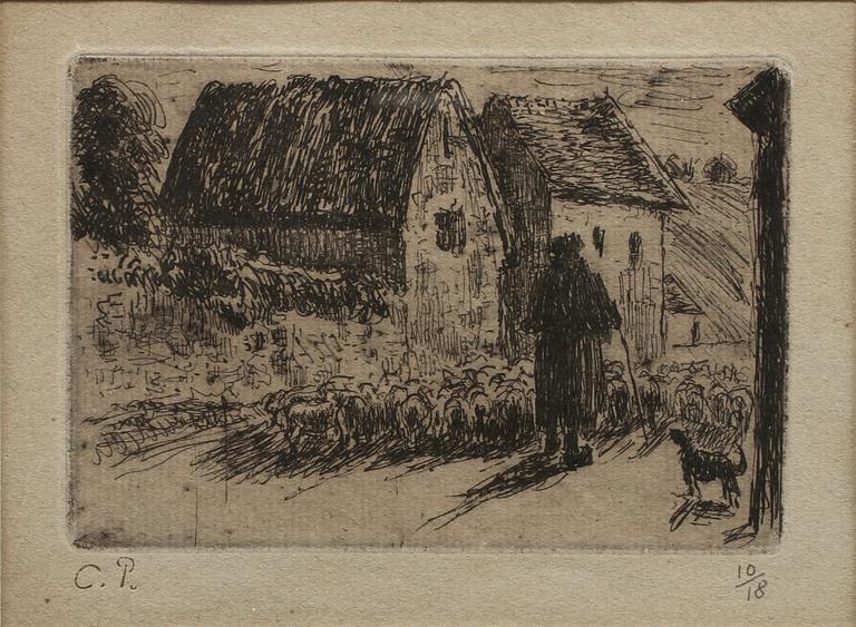 CAMILLE PISSARRO, etsning, 1889, signerad 10/18.