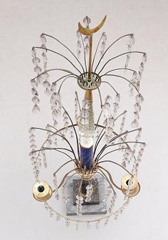 BORDSLYSTER, för tre ljus. Sengustaviansk, omkring år 1800.