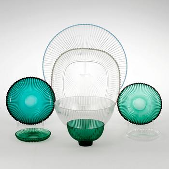 SERVISDELAR, glas, 43 st, "Reffla", Arthur Percy, Gullaskruf, formgiven 1952.