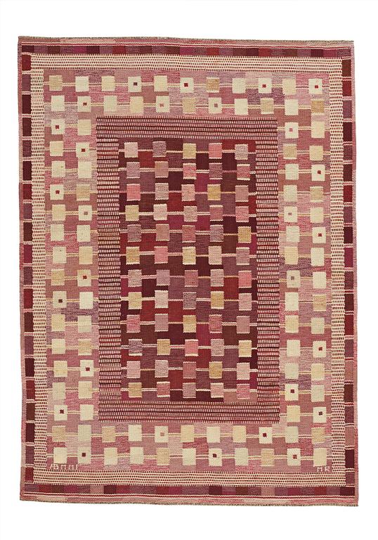 Marianne Richter, A CARPET, "Villemo, rosa", flat weave, ca 246,5 x 177 cm, signed AB MMF MR.