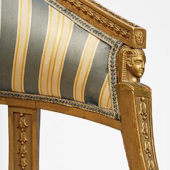 A pair of late Gustavian open armchairs attributed to E. Ståhl (master in Stockholm 1794-1820).