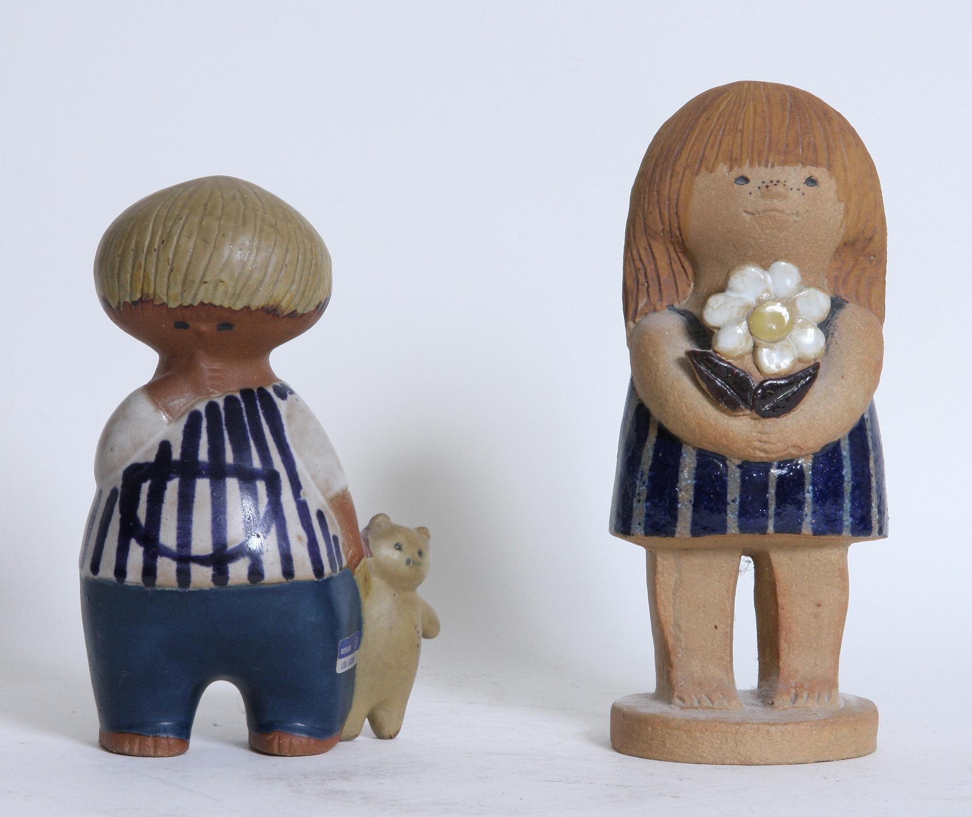 FIGURINER, 2 st, lergods, Lisa Larsson, Gustavsberg.