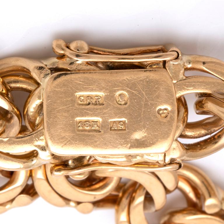 Armband 18K guld bismarck-länk, 38,5 g, ca 18 x 1 cm.
