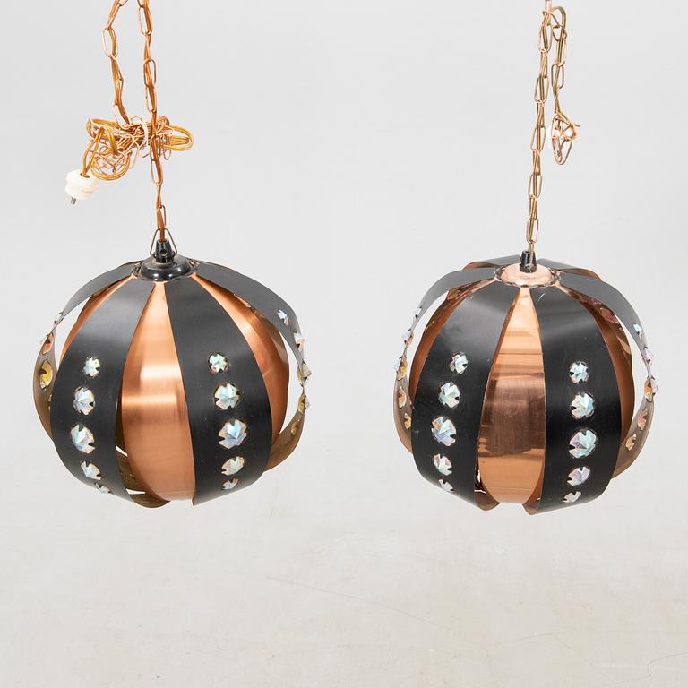 Ceiling lamps a pair, probably Werner Schou, Coronell Electro, Denmark, second half of the 20th century.