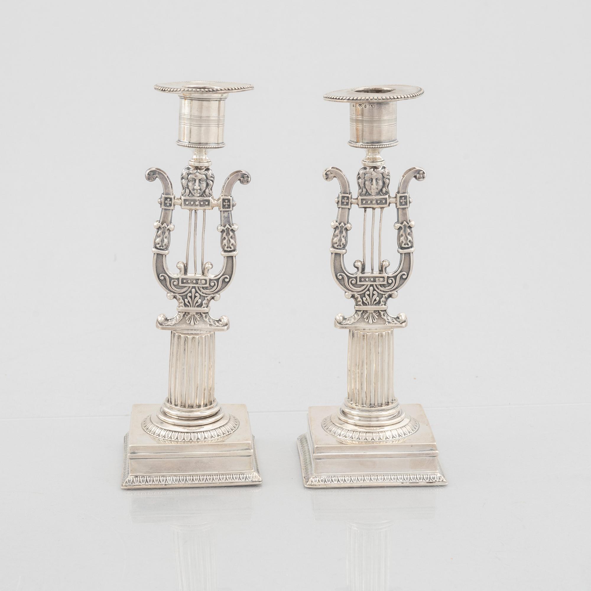 A pair of Swedish silver candlesticks, mark of Adolf Zethelius 1823.