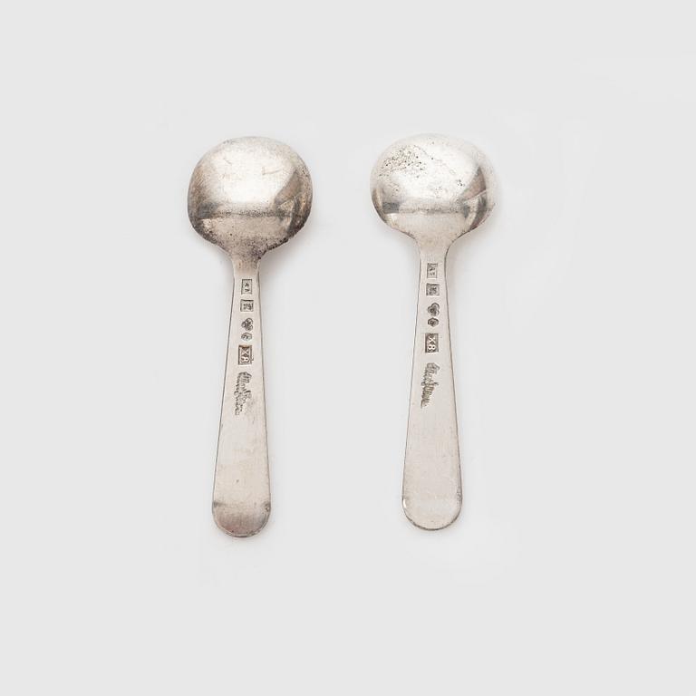Wiwen Nilsson, Salt spoons, a pair, silver, Anders Nilsson, Lund 1948.