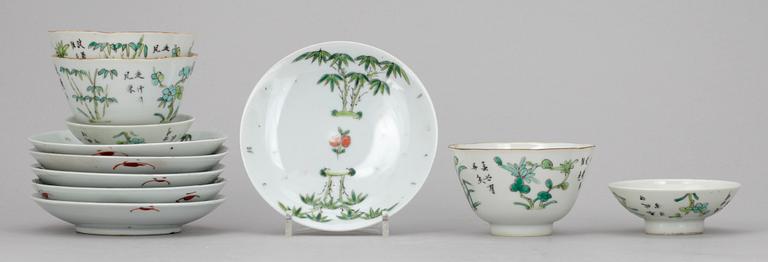 SERVISDELAR, 11 delar, porslin, Kina, 1900-talets första hälft.