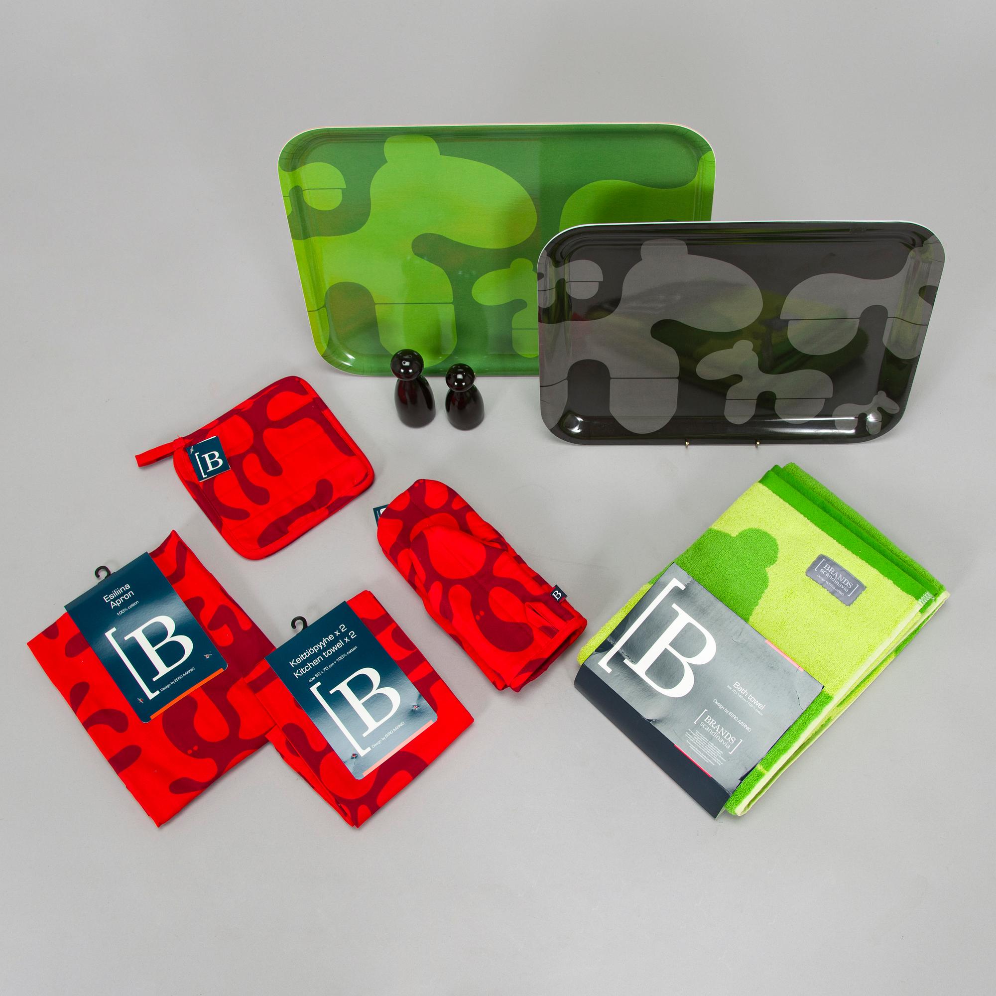 Eero Aarnio, erä kodintuotteita, 10 kpl, eri valmistajia.