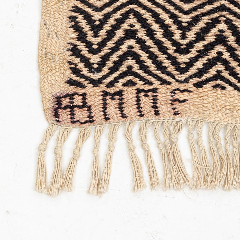 Barbro Nilsson, a flat weave 'Rosengång med brun rand", 215 x 127 cm. Signed AB MMF BN.